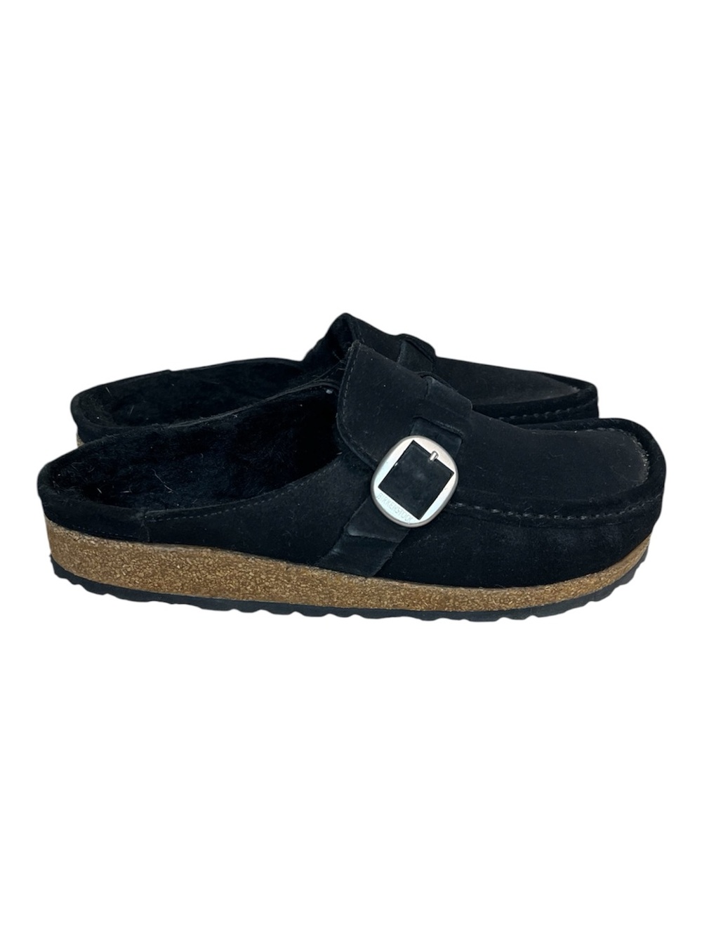 Birkenstock Buckley Black Suede Shearling Lined Clogs Women EU 39 US 8